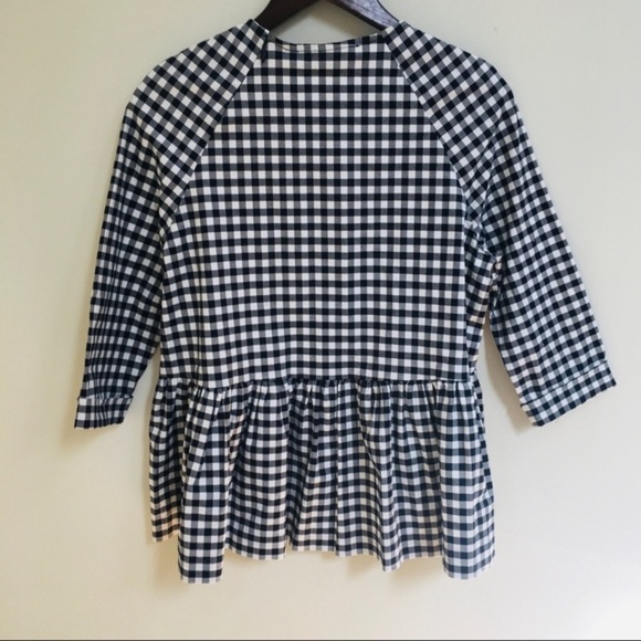 Victoria Beckham for Target plaid blue‎ top blouse size S career casual peplum - Picture 4 of 16